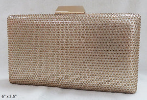 GOLD EVENING BAG HANDBAG WITH RHINESTONES ( 1066 G )