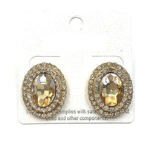 GOLD EARRINGS CLEAR TOPAZ SPILL STONES ( 0245 2LT )