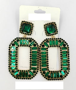 GOLD EARRINGS GREEN STONES ( 0287 2G )