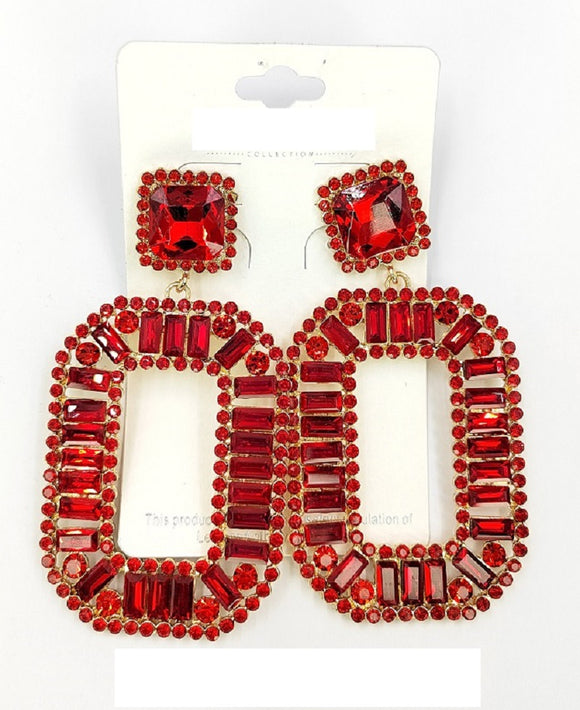 GOLD EARRINGS RED STONES ( 0287 2R )