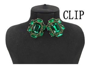 GOLD GREEN CLIP ON EARRINGS ( 0300C 2G )