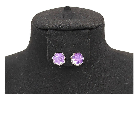 SILVER EARRINGS CONE SHAPE PURPLE AB STONES ( 0301 3VL )