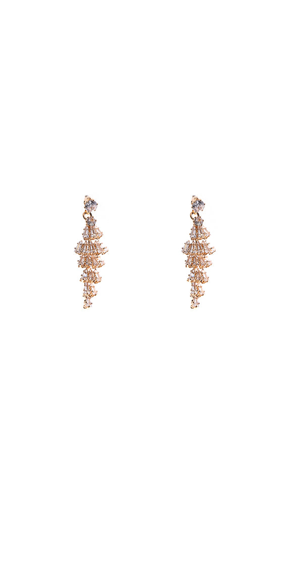 GOLD EARRINGS CLEAR CZ CUBIC ZIRCONIA STONES ( 10848 CZCLGD )