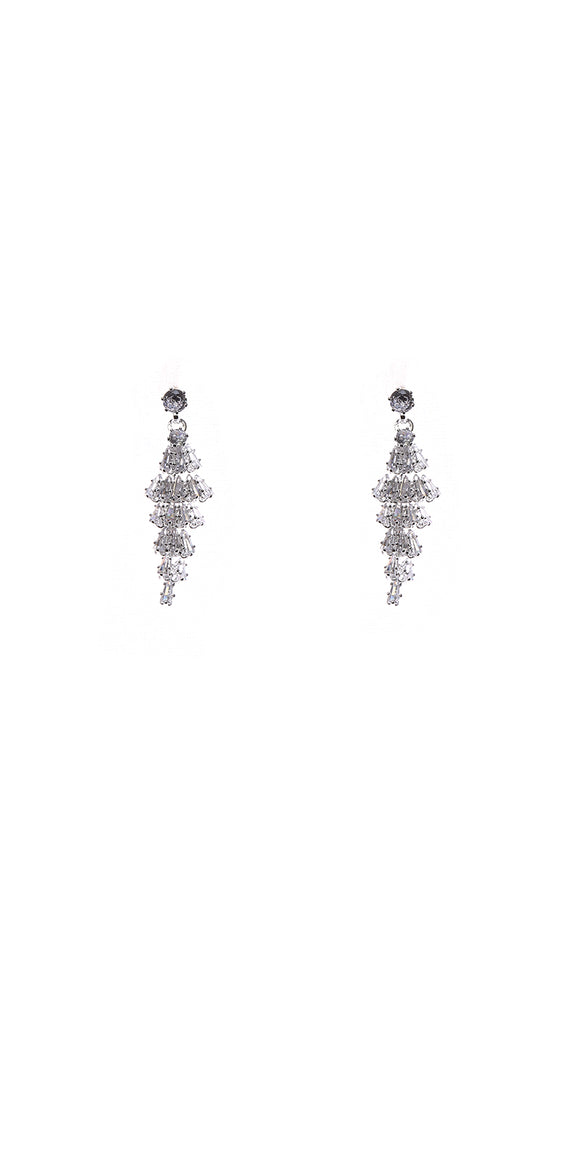 SILVER EARRINGS CLEAR CZ CUBIC ZIRCONIA STONES ( 10848 CZCLSV )