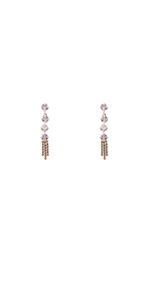 GOLD EARRINGS CLEAR CZ CUBIC ZIRCONIA STONES ( 10849 CZCLGD )
