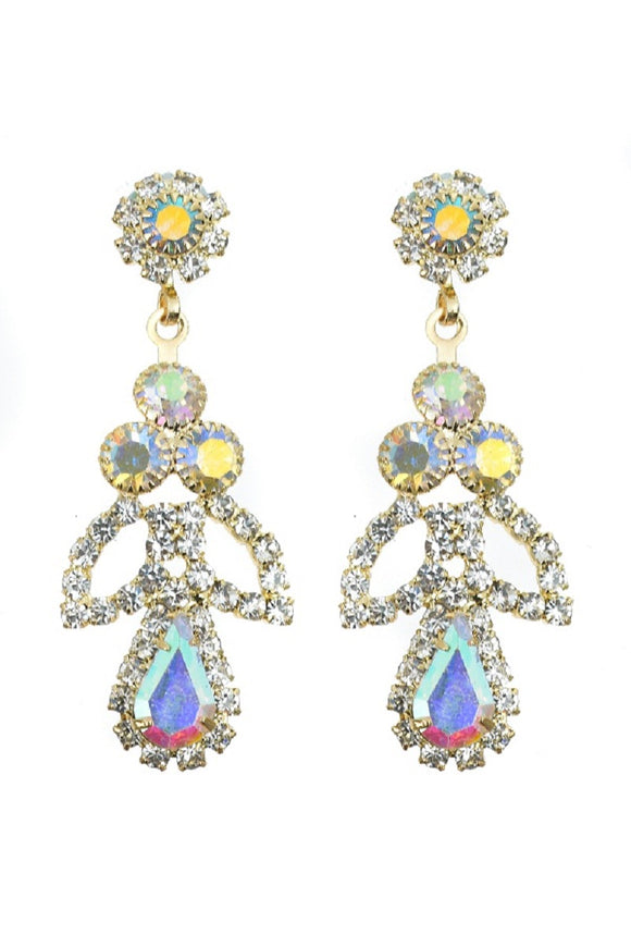 GOLD DANGLING EARRINGS CLEAR AB STONES ( 10372 CLABGD )