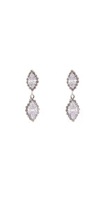 SILVER EARRINGS CLEAR CZ CUBIC ZIRCONIA STONES ( 10830 CLSV )