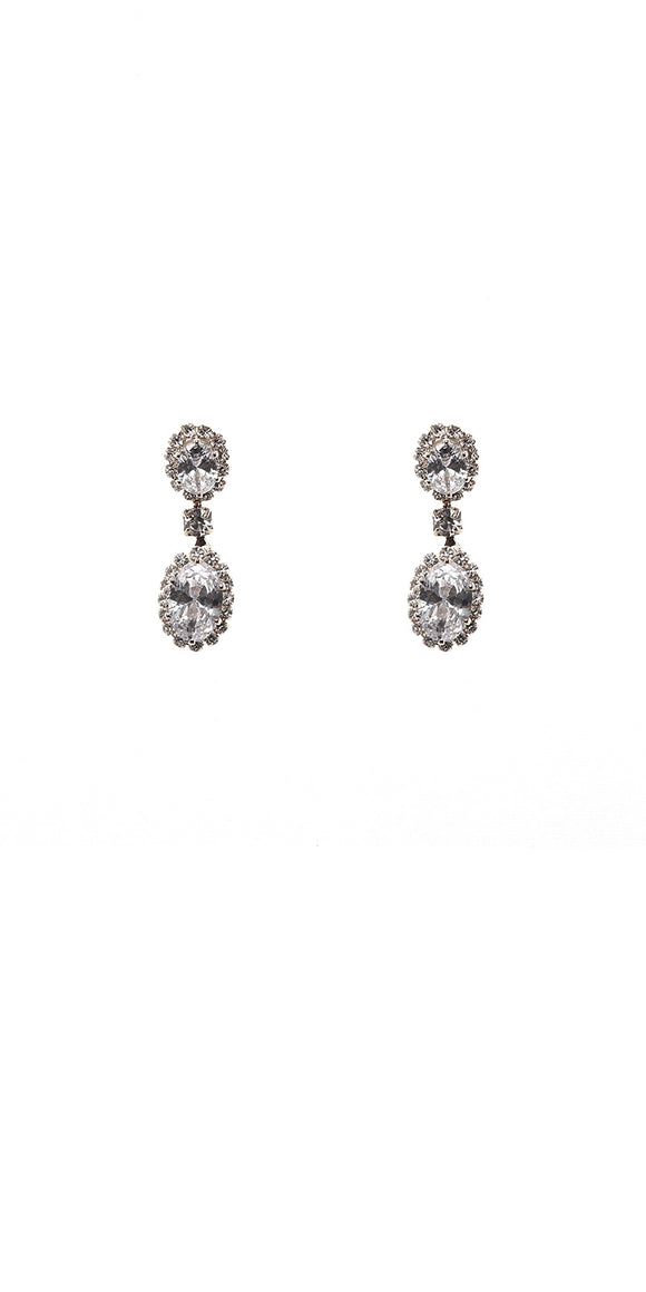 SILVER EARRINGS CLEAR CZ CUBIC ZIRCONIA STONES ( 10831 CLSV )