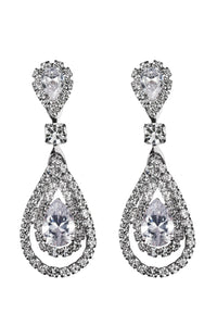 SILVER EARRINGS CLEAR CZ CUBIC ZIRCONIA STONES ( 10832 CZCLSV )