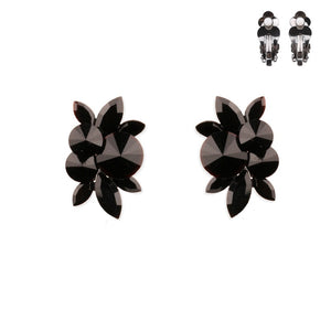 HEMATITE CLIP ON EARRINGS BLACK STONES ( 144 BJT )