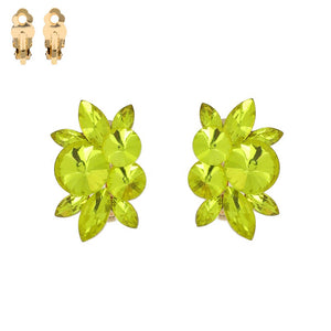 GOLD CLIP ON EARRINGS YELLOW STONES ( 144 GYE )