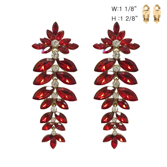 GOLD CLIP EARRINGS RED STONES ( 154 GRD )