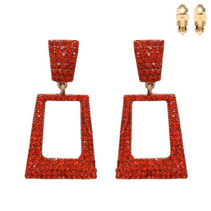 GOLD CLIP ON EARRINGS RED STONES ( 166 GRED ) - Ohmyjewelry.com