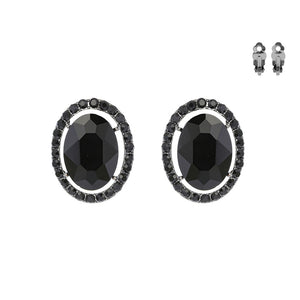 BLACK CLIP ON EARRINGS WITH BLACK STONES ( 169 BK)
