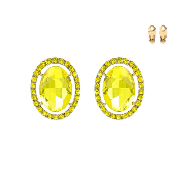 GOLD CLIP ON EARRINGS WITH YELLOW STONES ( 169 GYE )