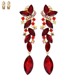 GOLD CLIP ON EARRINGS RED STONES ( 172 GRD )