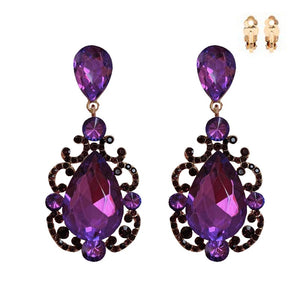GOLD AND PURPLE CLIP ON EARRINGS ( 175 )