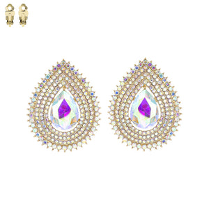 GOLD AB STONE CLIP ON EARRINGS ( 21 GAB )