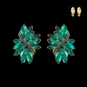 GOLD GREEN Marquise Stone Clip On Earrings ( 53 GGR ) - Ohmyjewelry.com