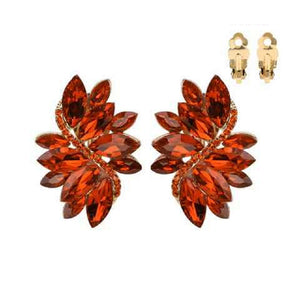 GOLD ORANGE Marquise Stone Clip On Earrings ( ECQ53 GOR )
