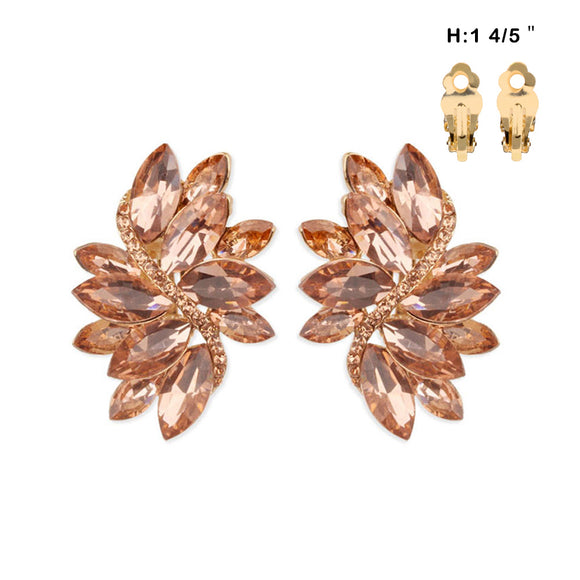 GOLD PEACH Marquise Stone Clip On Earrings ( 53 GPH )