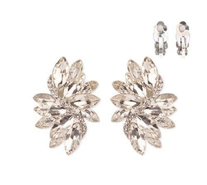 Silver Clear Marquise Stone Clip On Earrings ( 53 RCL ) - Ohmyjewelry.com