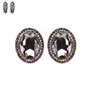 HEMATITE CLIP ON EARRINGS BLACK STONES ( 194 BJT )