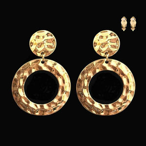GOLD HAMMERED CIRCLE CLIP ON EARRINGS ( 003 G ) - Ohmyjewelry.com