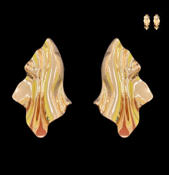GOLD METAL EARRINGS CLIP ON ( 068 G ) - Ohmyjewelry.com