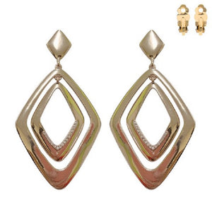 4.25" Gold Fashion Clip On Earrings ( 070 G )