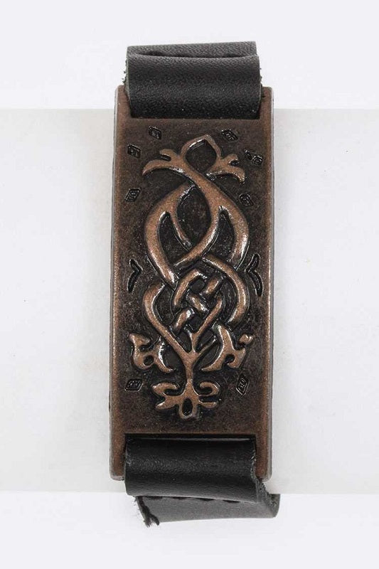 Dark Brown Leather Snap Bracelet ( 8111 )