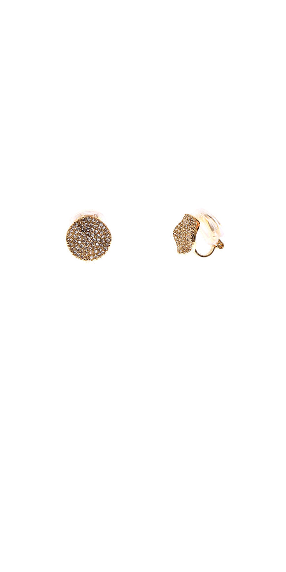 GOLD CLIP ON EARRINGS CLEAR CZ CUBIC ZIRCONIA STONES ( 10929 CLGD )