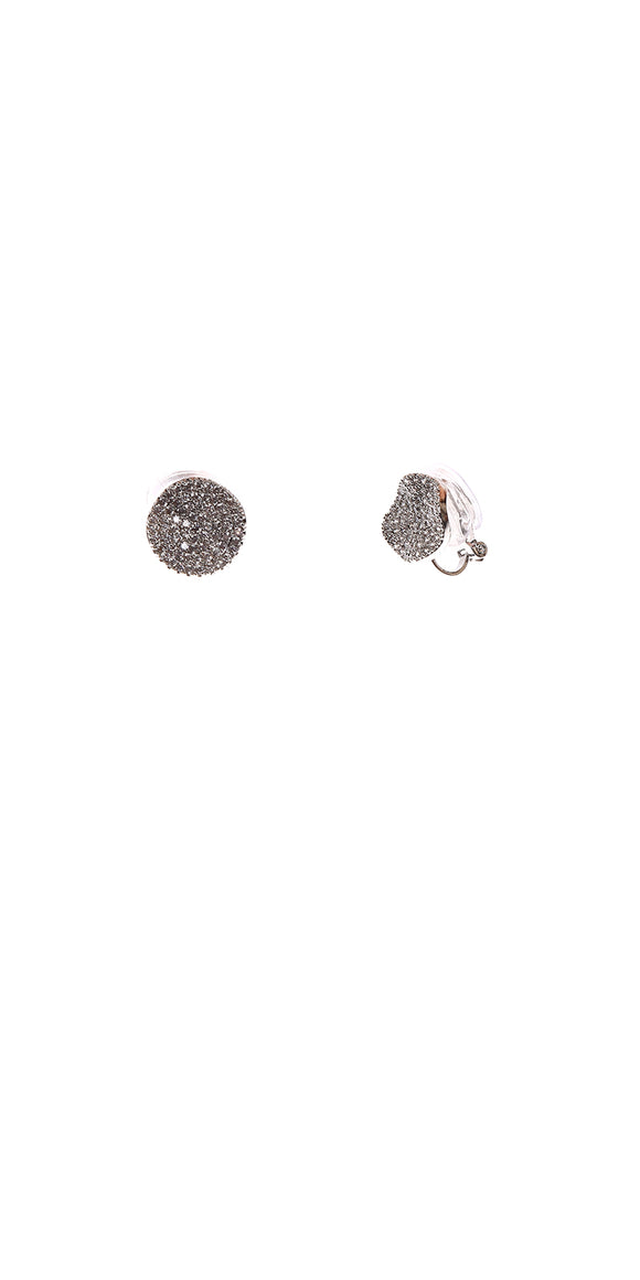 SILVER CLIP ON EARRINGS CLEAR CZ CUBIC ZIRCONIA STONES ( 10929 CLRD )