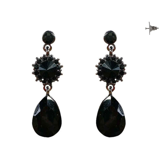 HEMATITE EARRINGS BLACK STONES ( 310 BJT )