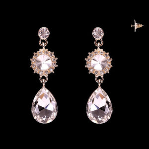 GOLD EARRINGS CLEAR STONES ( 310 GCL )