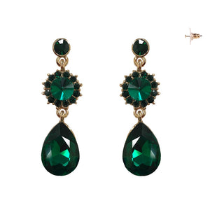 GOLD EARRINGS GREEN STONES STONES ( 310 GGR )