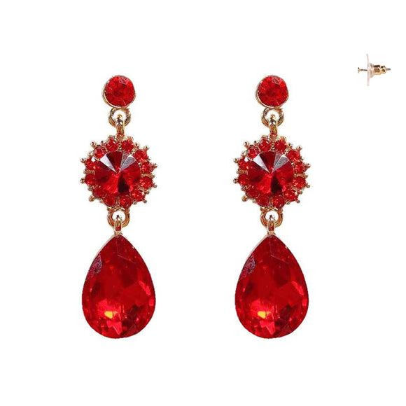 GOLD EARRINGS RED STONES ( 310 GRD )