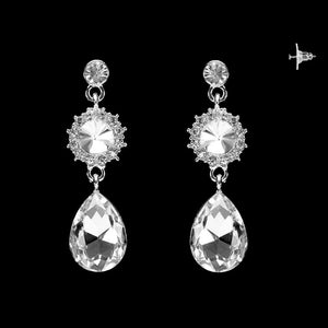 SILVER EARRINGS CLEAR STONES ( 310 RCL )