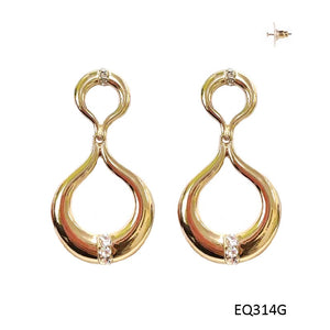 GOLD DANGLING EARRINGS CLEAR STONES ( 314 G )