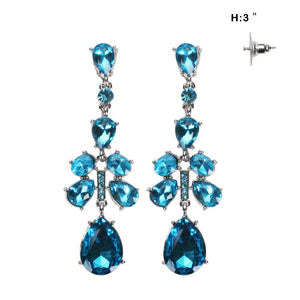 DANGLING SILVER EARRINGS AQUA STONES ( 596 RAQ )