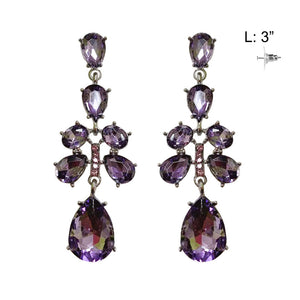 DANGLING SILVER EARRINGS LAVENDER STONES ( 596 RLV )