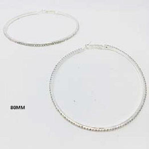 80mm Silver Clear Rhinestone Hoop Earrings ( 0138 SCL ) - Ohmyjewelry.com