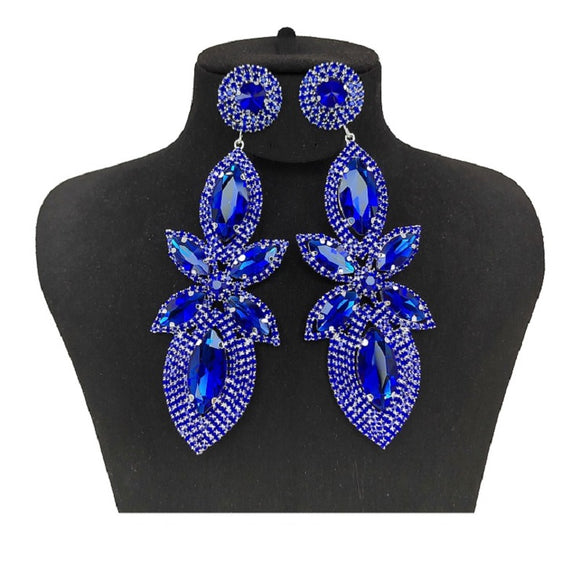 DANGLING SILVER EARRINGS BLUE STONES ( 0438 1S )