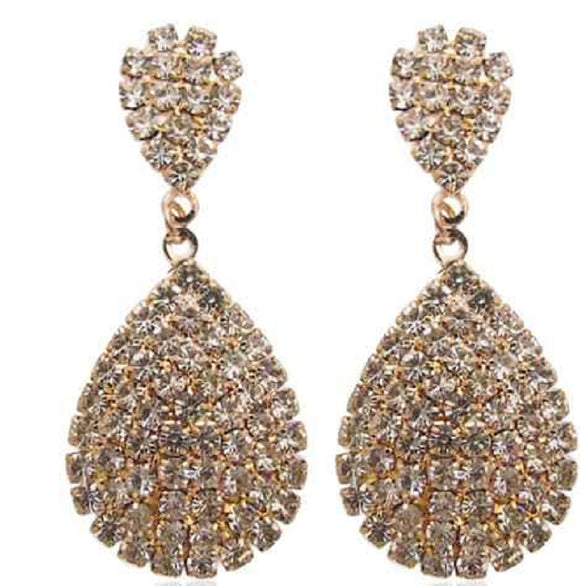 GOLD EARRINGS CLEAR STONES ( 0062 G )