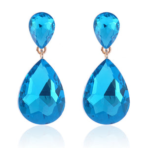 1 3/4" GOLD AQUA DANGLING EARRINGS ( 1611 GAQ )