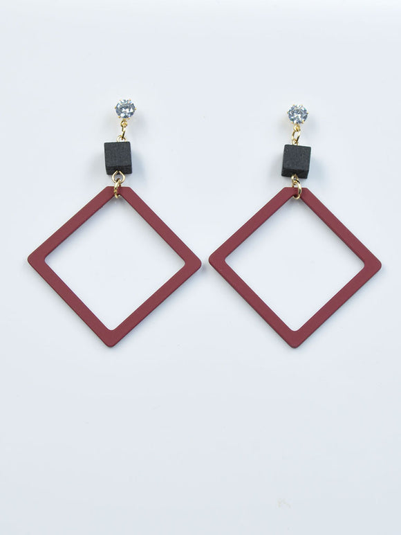 RED BROWN DIAMOND SHAPE EARRINGS