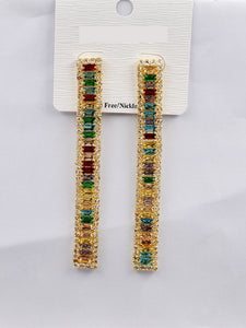 GOLD EARRINGS MULTI COLOR STONES ( 221523MT )