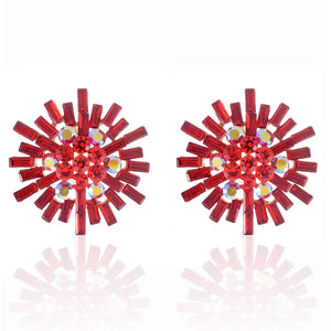 GOLD EARRINGS RED AB STONES ( 2433 GRD )
