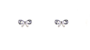 SILVER BOW EARRINGS CLEAR CZ CLEAR CUBIC ZIRONIA