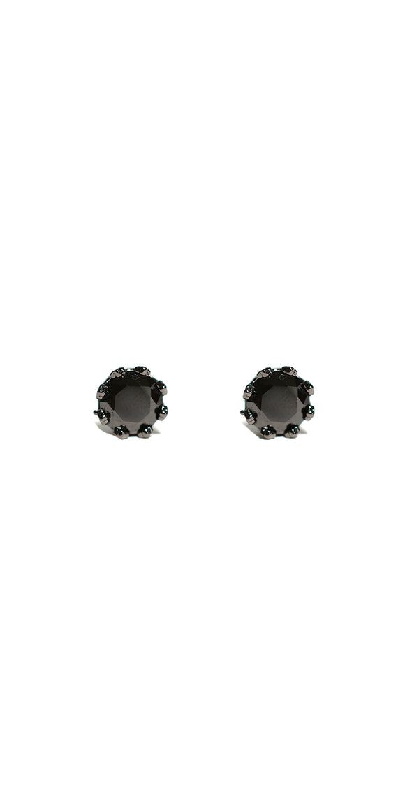9mm BLACK EARRINGS BLACK CZ CUBIC ZIRCONIA STONES ( 10356 JTJT )
